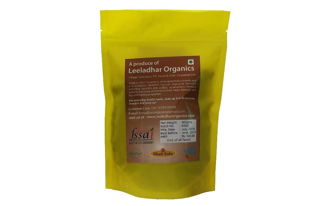 Leeladhar Organics Sun-Dried Amla (Indian Gooseberry)   Pack  400 grams